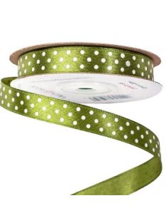 PÖTTYÖS SZATÉN SZALAG 12MM-oliva zöld