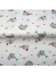 Mintás jersey sapkás cápik- ecrü alapon 