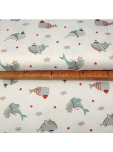 Mintás jersey sapkás cápik- ecrü alapon 