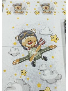 Baby panel-Repülős mackó-szürke