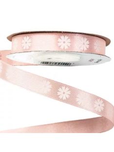 VIRÁGMINTÁS SZATÉN SZALAG 12MM - Púder rózsaszín