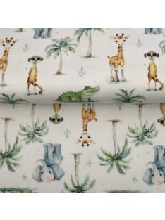 Mintás jersey -safari babyk-fehér alapon