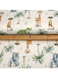 Mintás jersey -safari babyk-fehér alapon