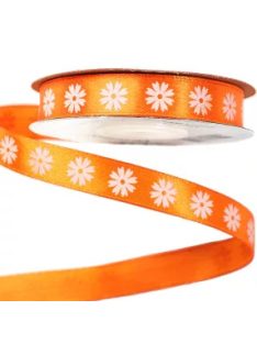 VIRÁGMINTÁS SZATÉN SZALAG 12MM -Sötét narancs sárga