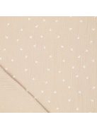 Mintás dupla géz PRÉMIUM  -mini virágok-bézs