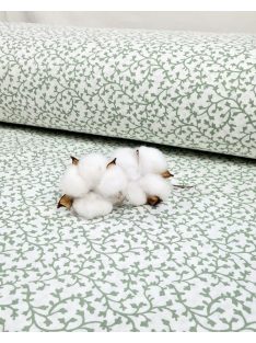   Apró leveles - fehér alapon zöld mintával (240 cm széles)