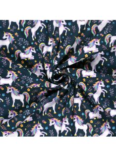Softshell - színes unicornis sötétkék alapon