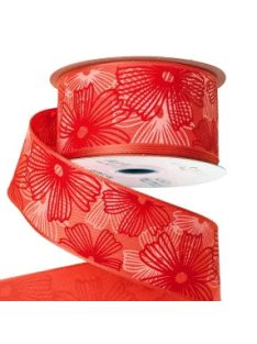 VIRÁGMINTÁS PRÉMIUM TEXTIL SZALAG, 38 MM -lazac