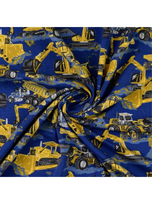 Mintás jersey -Sárga markolók- kék alapon alapon