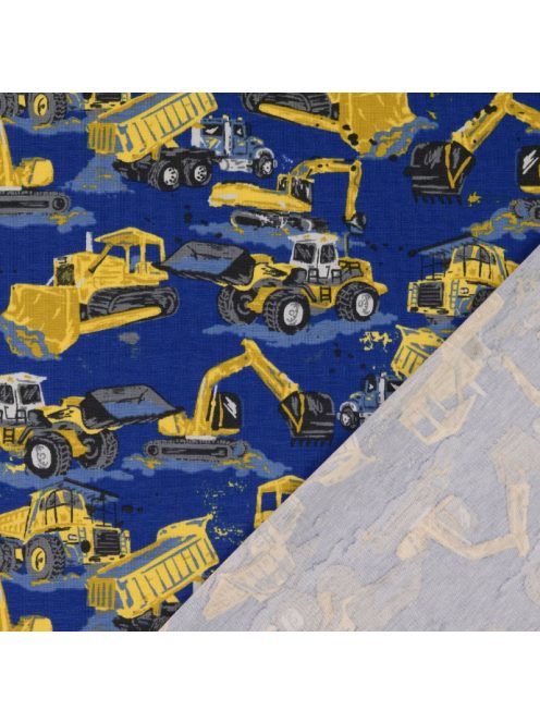 Mintás jersey -Sárga markolók- kék alapon alapon