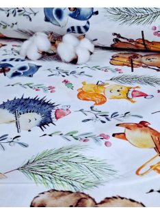   Digitális nyomtatású pamutvászon-Állatok hangversenye tavasszal az erdőben. (240 cm széles)