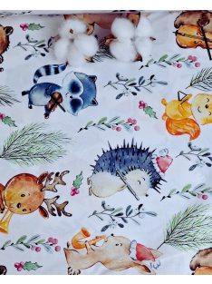   Digitális nyomtatású pamutvászon-Állatok hangversenye tavasszal az erdőben. (240 cm széles)