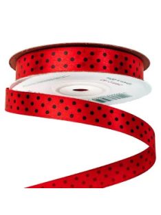 PÖTTYÖS SZATÉN SZALAG 12MM-fekete, piros