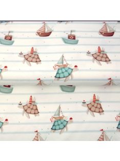 Mintás jersey teknősök- ecrü alapon 