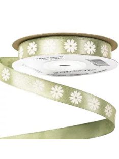 VIRÁGMINTÁS SZATÉN SZALAG 12MM -Vintage zöld